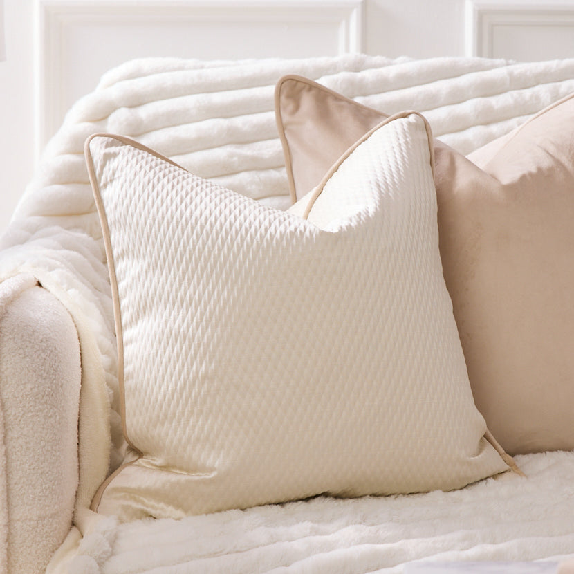 Alie Ivory Cushion with London Cream Piping