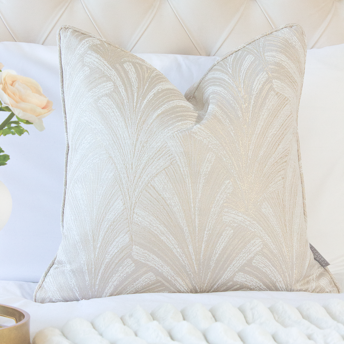 Glamour Parchment Piped Cushion