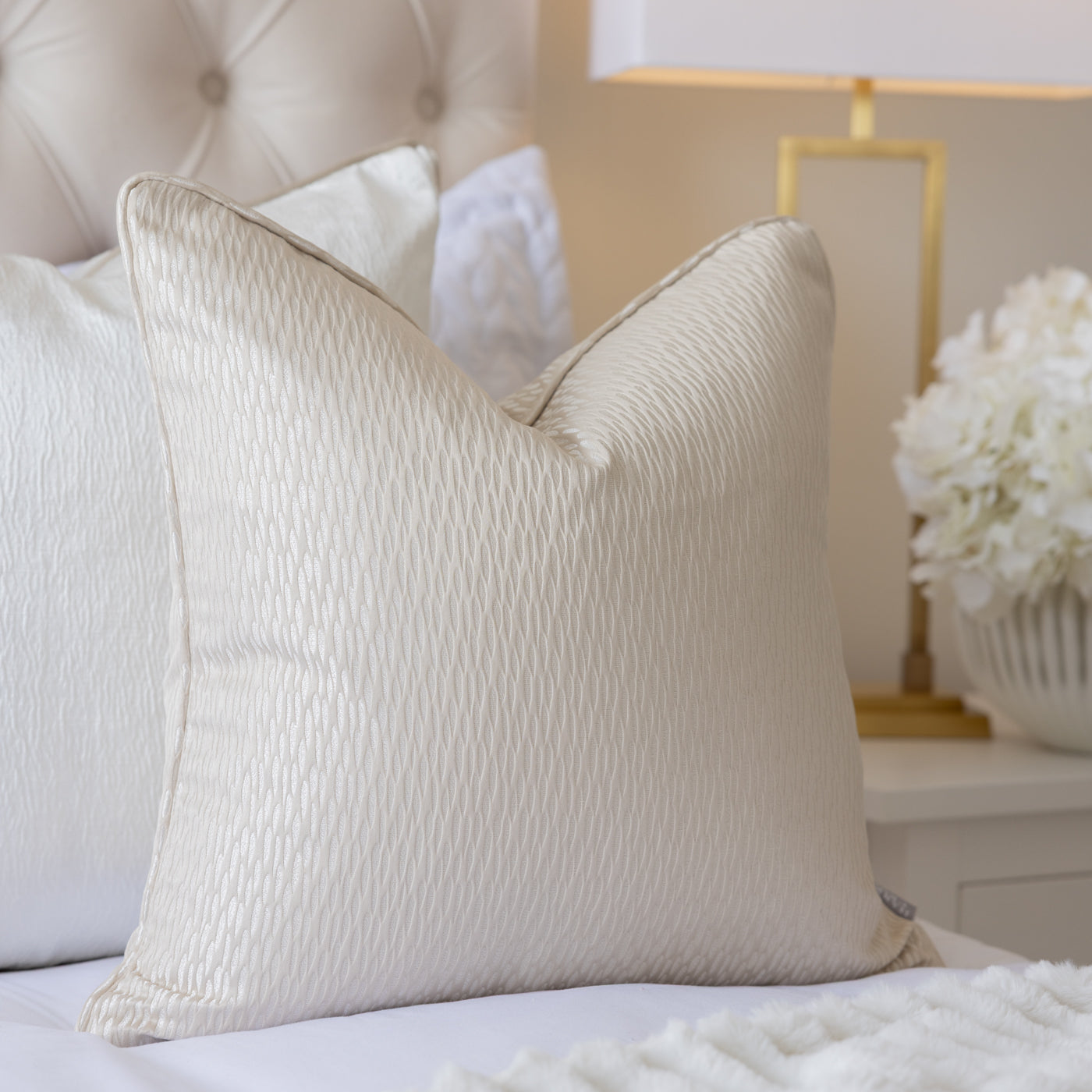 Astrid Wheat Piped Cushion
