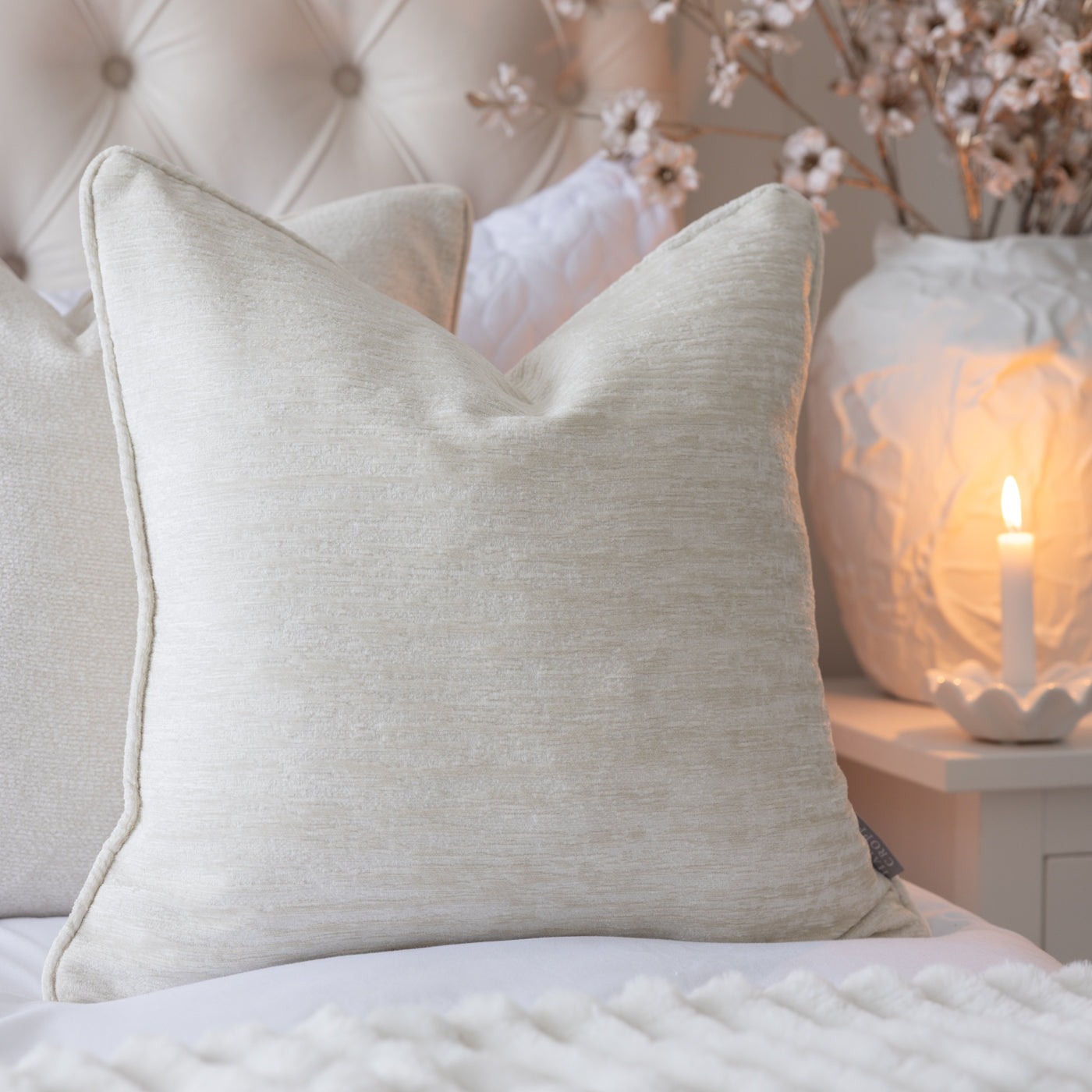Splendour Parchmant Piped Cushion