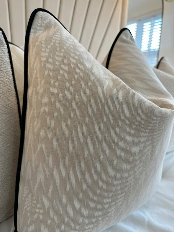 Apex Ivory Cushion With Black Piping