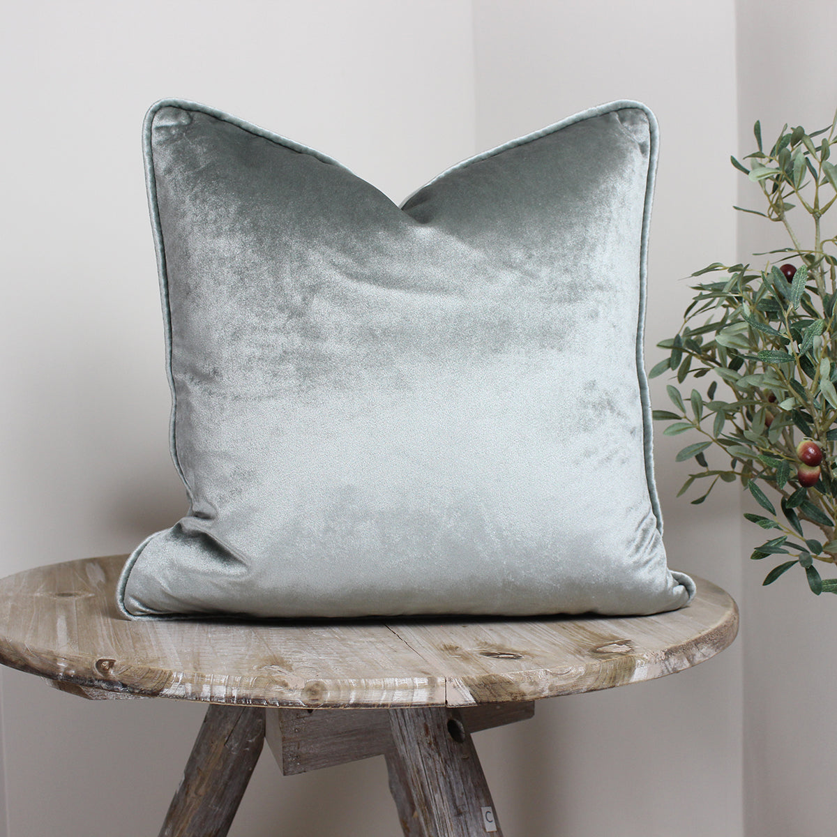 Glamour Dove Grey Velvet Piped Cushion