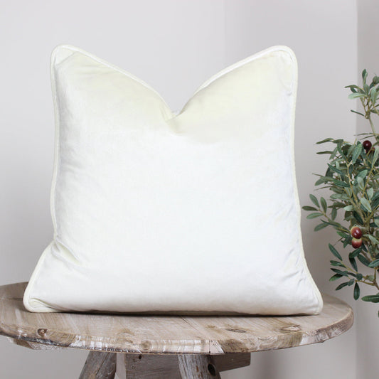 Glamour Ivory Velvet Piped Cushion