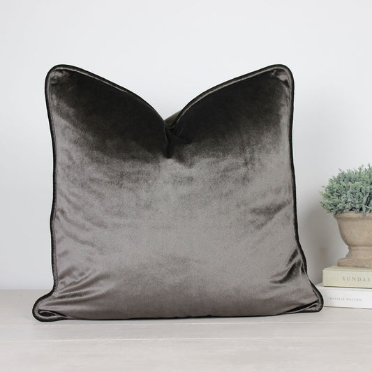 Glamour Truffle Velvet Piped Cushion