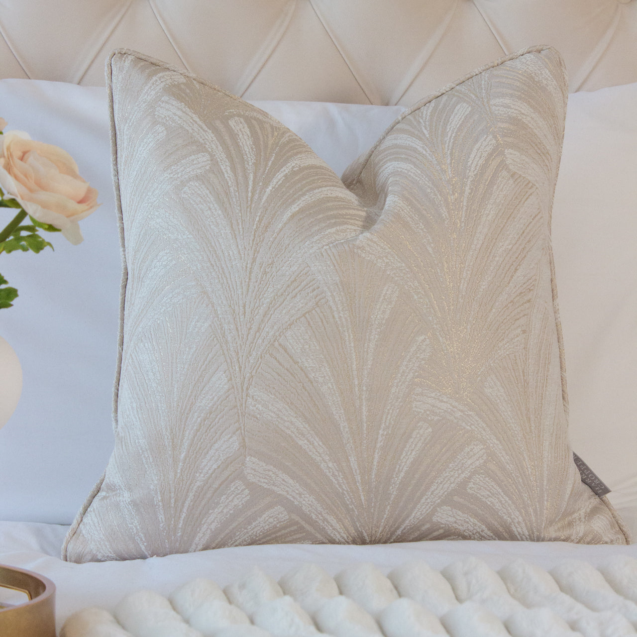 Glamour Parchment Piped Cushion