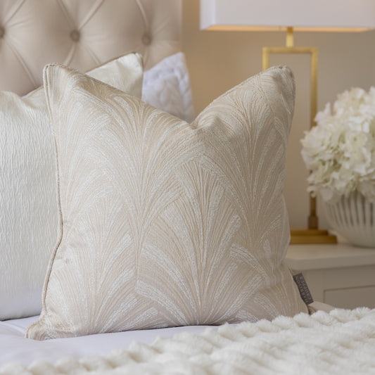 Glamour Parchment Piped Cushion