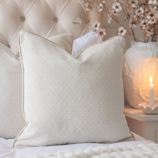 Solstice Ivory Cushion with Cream Piping